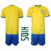 Maillot de foot Brésil Domicile vêtements enfant Monde 2022 Manches Courtes (+ pantalon court)